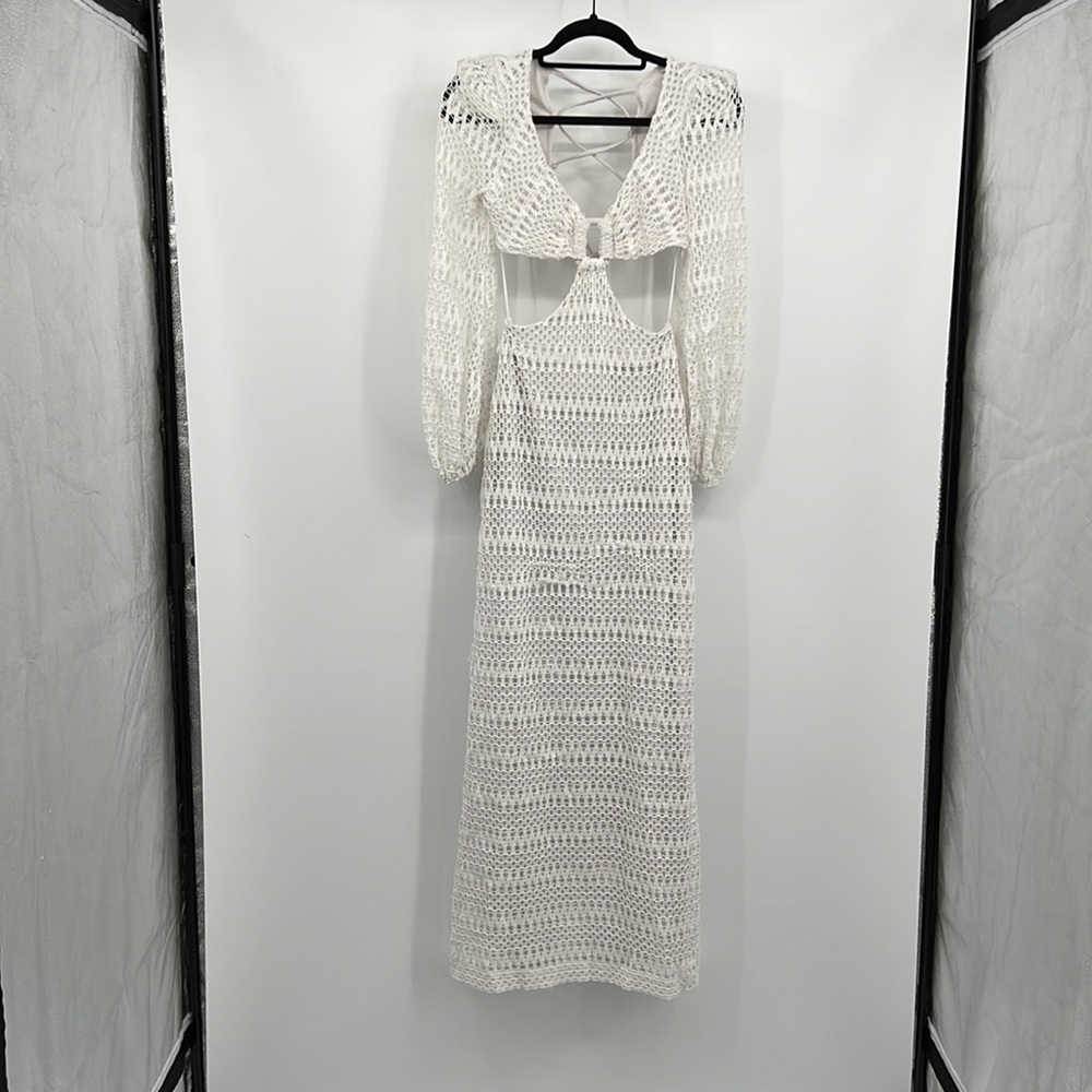 PatBO Crochet Cut Out Maxi Dress in White 0 - Picture 7 of 11